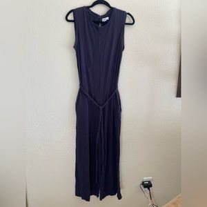 Velvet by Graham and Spencer Navy Cotton Jumpsuit With Tie Waist